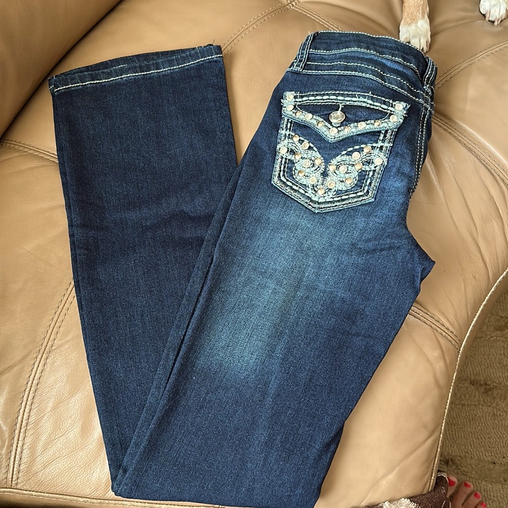 Project indigo denim blue jeans, embellished, western